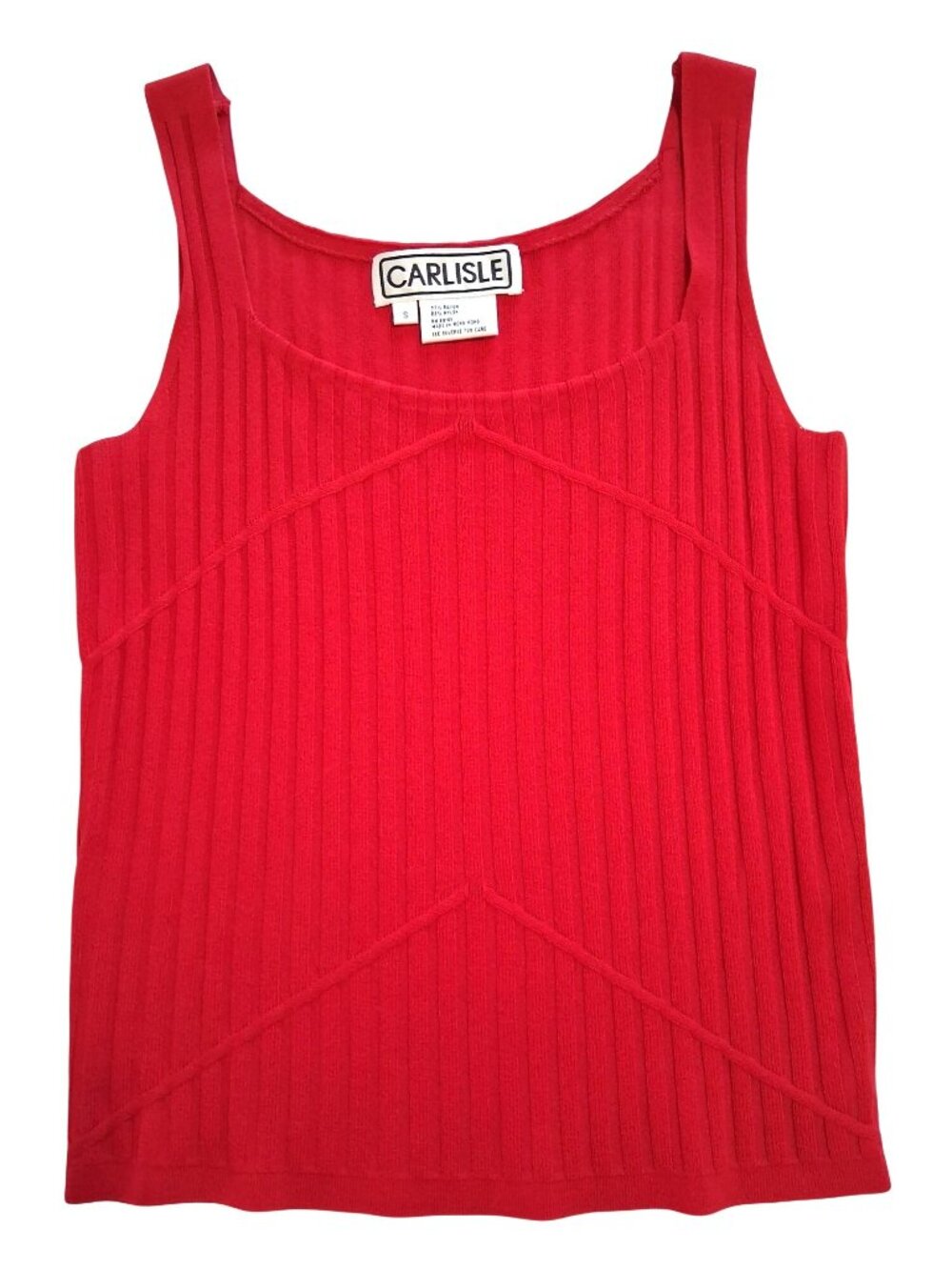 Y2K Carlisle Red Ribbed Knit Sleeveless Tank Top Size Small Vintage